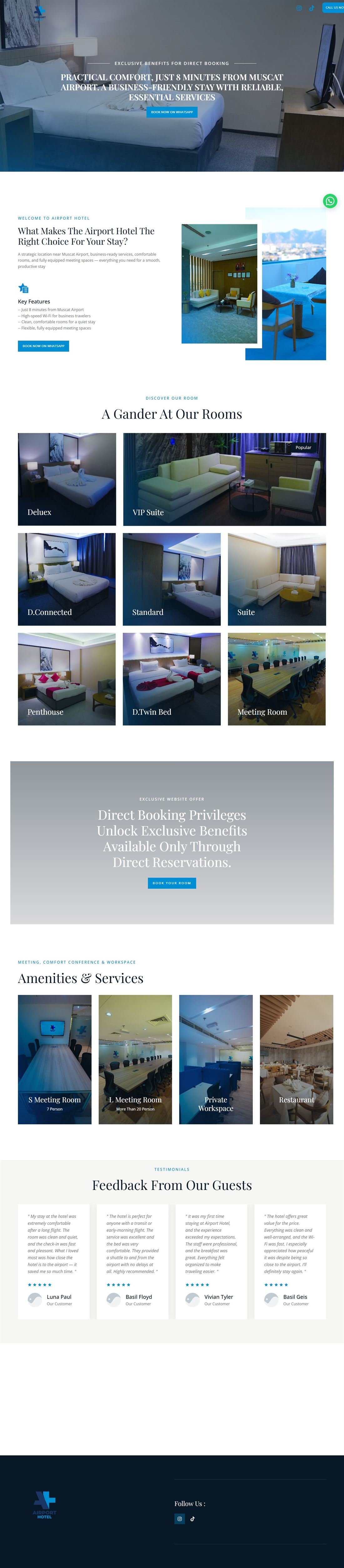 Airport Hotel full home page screenshot