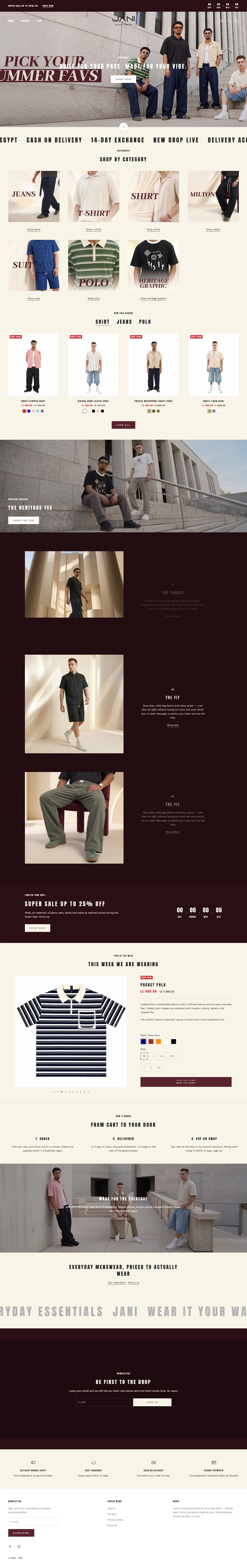 Jani Store full home page screenshot