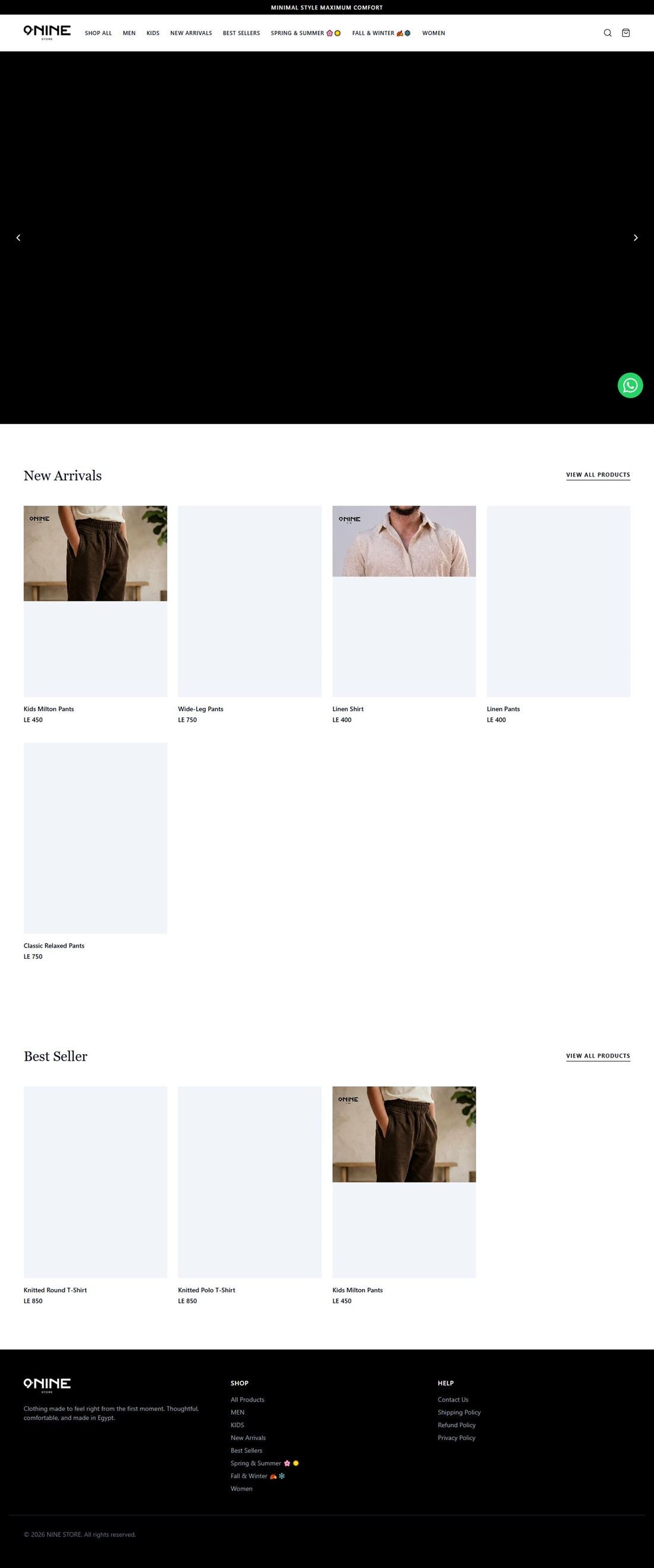 9-Nine Store full home page screenshot
