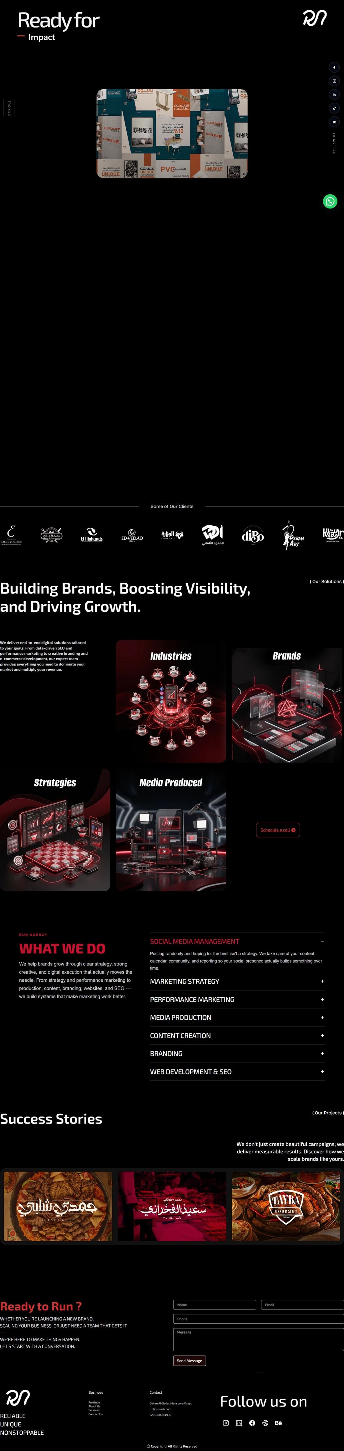 RUN Agency full home page screenshot