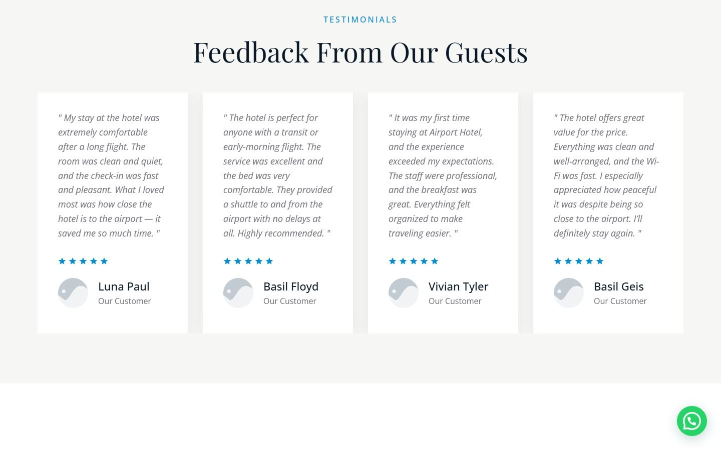 Airport Hotel website screenshot