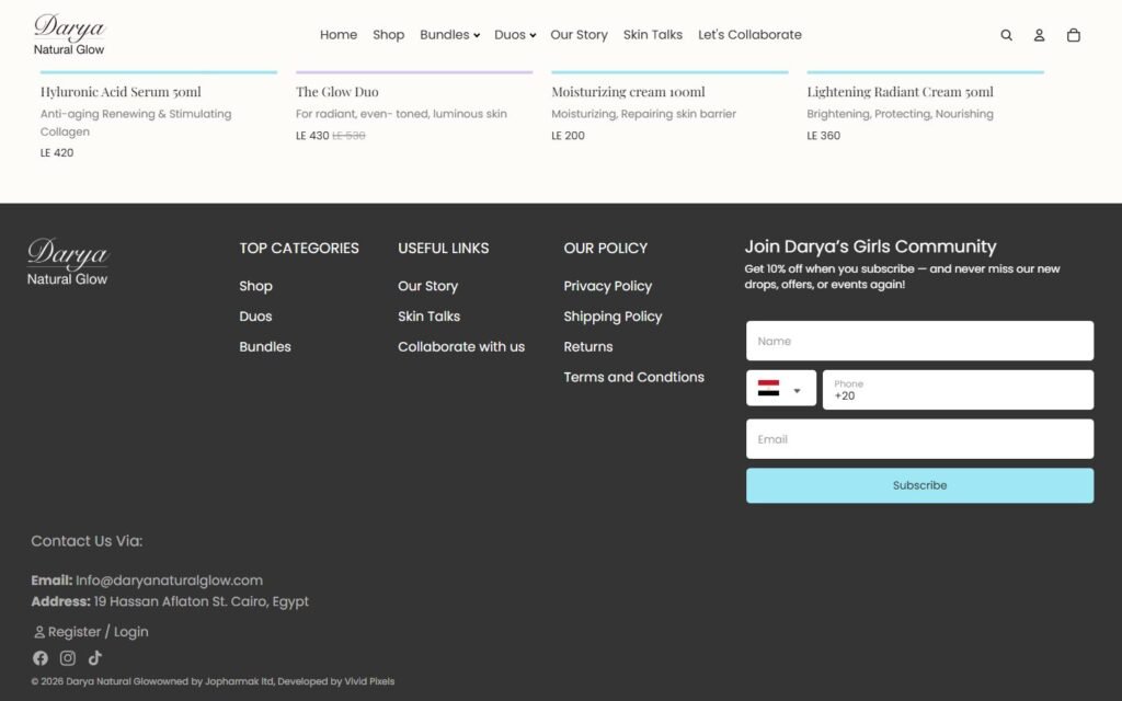 DARYA, Product page, part 3 of 3