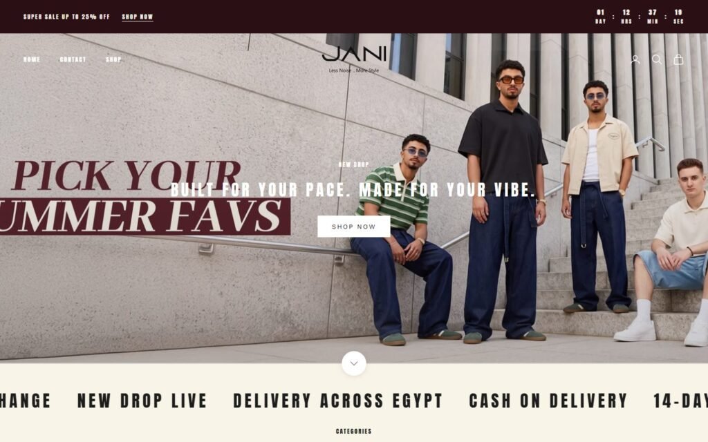 Jani Store, Home page, part 1 of 9