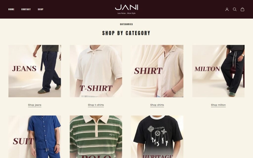Jani Store, Home page, part 2 of 9
