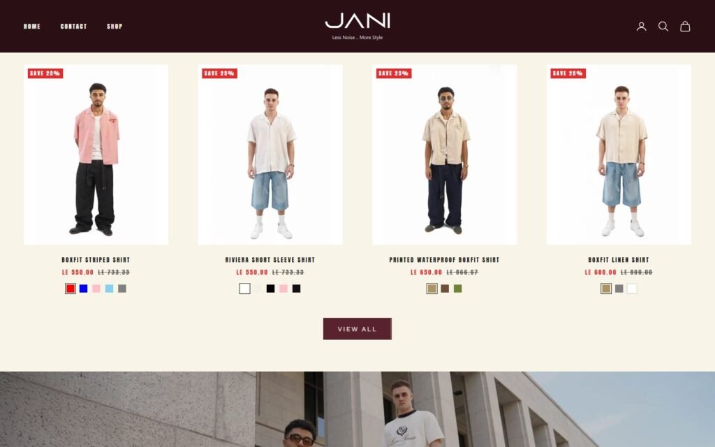 Jani Store, Home page, part 3 of 9