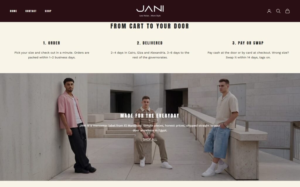 Jani Store, Home page, part 7 of 9