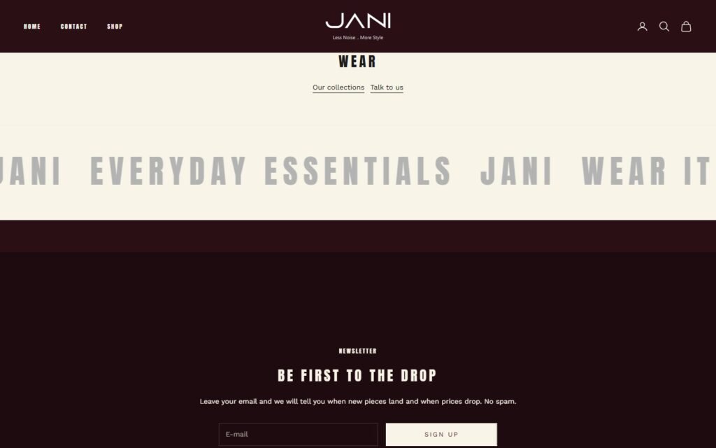 Jani Store, Home page, part 8 of 9
