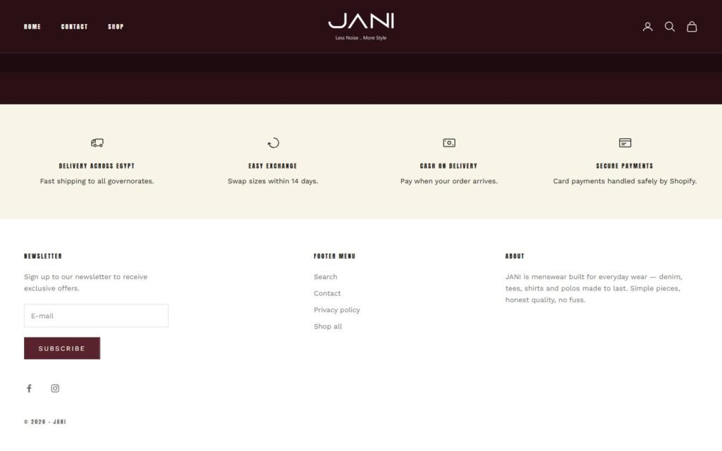 Jani Store, Home page, part 9 of 9
