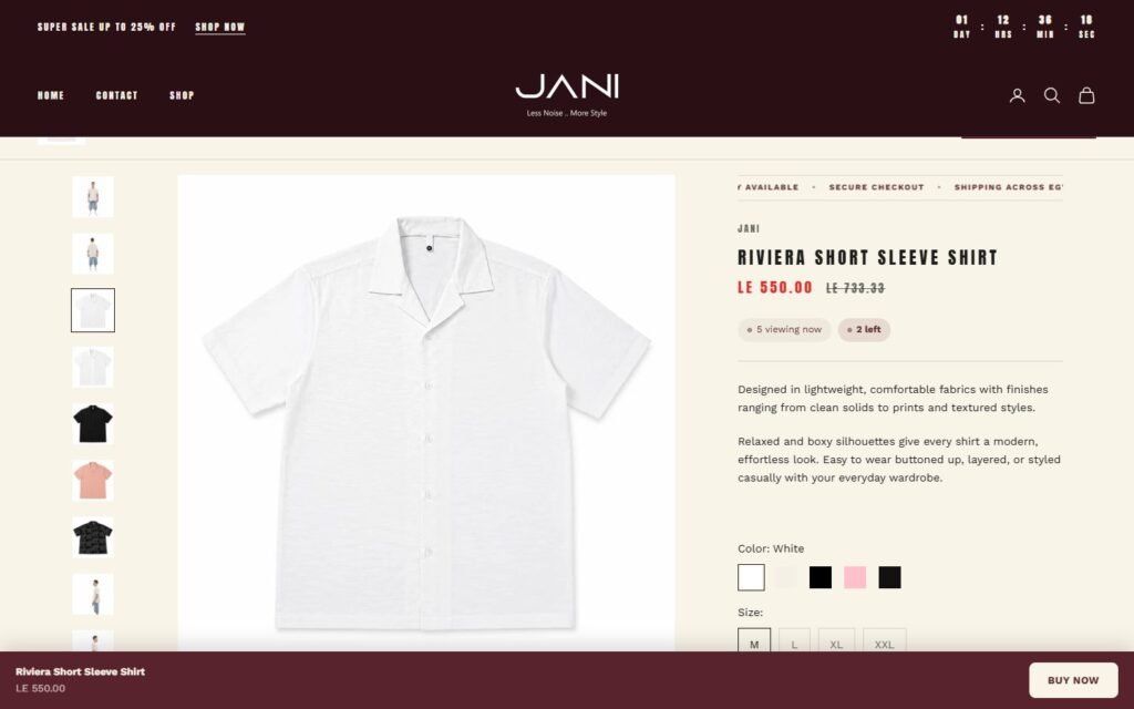 Jani Store, Product page, part 1 of 4