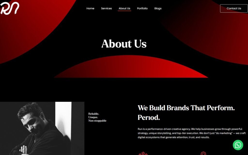 RUN Agency, About page, part 1 of 6