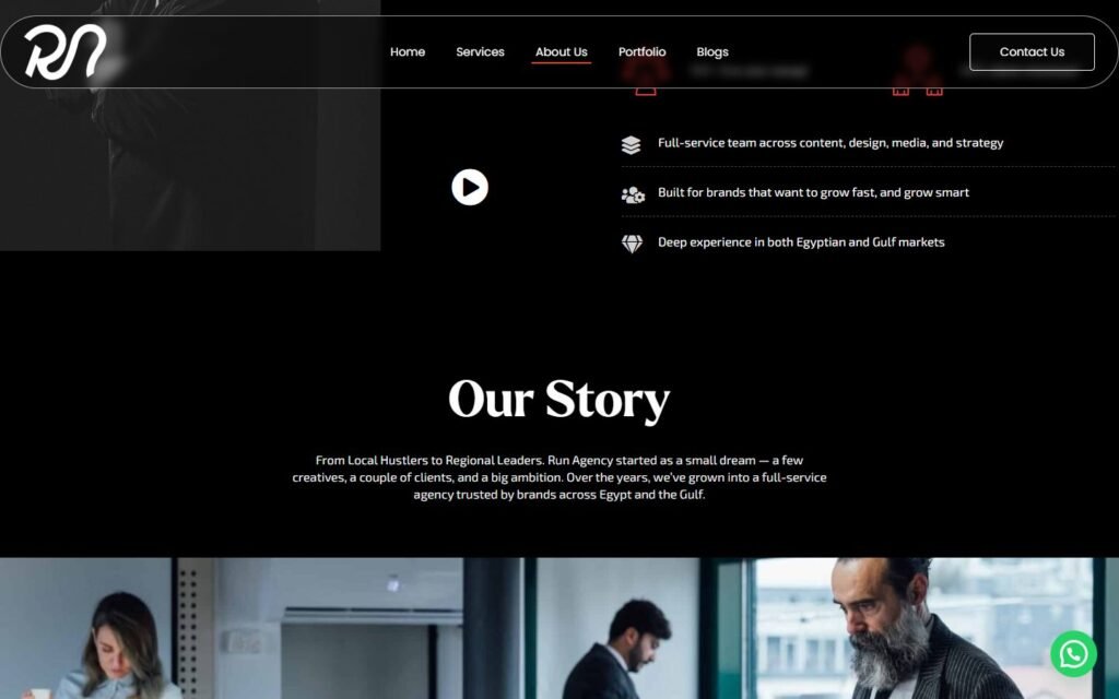 RUN Agency, About page, part 2 of 6