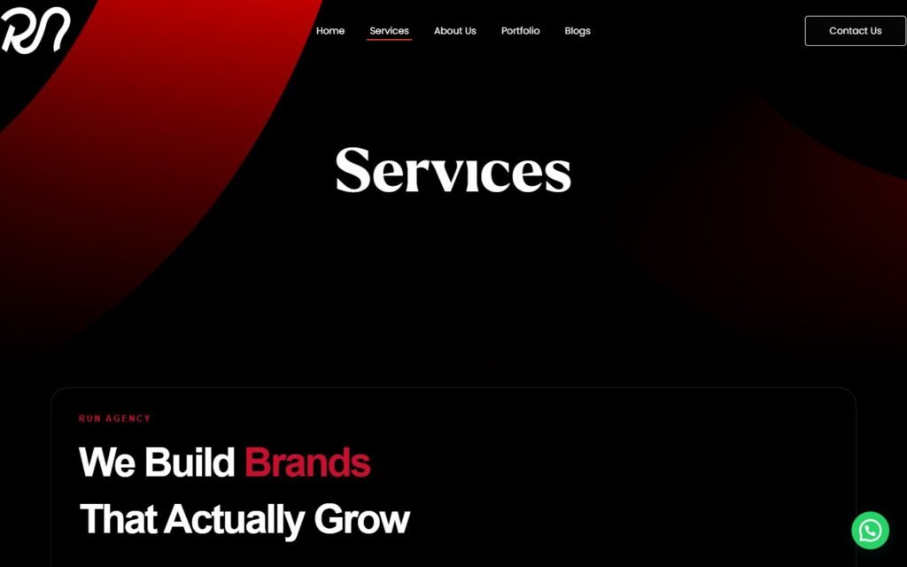RUN Agency, Services page, part 1 of 5