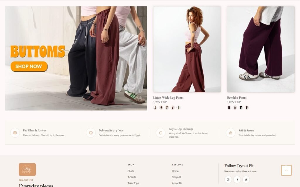 Tryout Fit, Home page, part 6 of 7