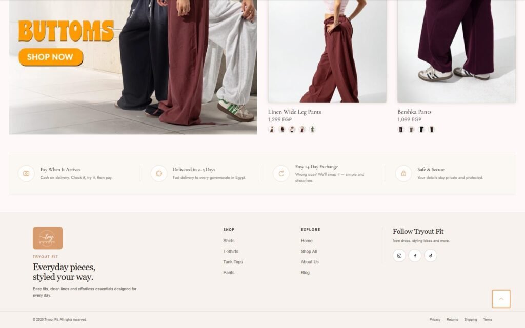 Tryout Fit, Home page, part 7 of 7