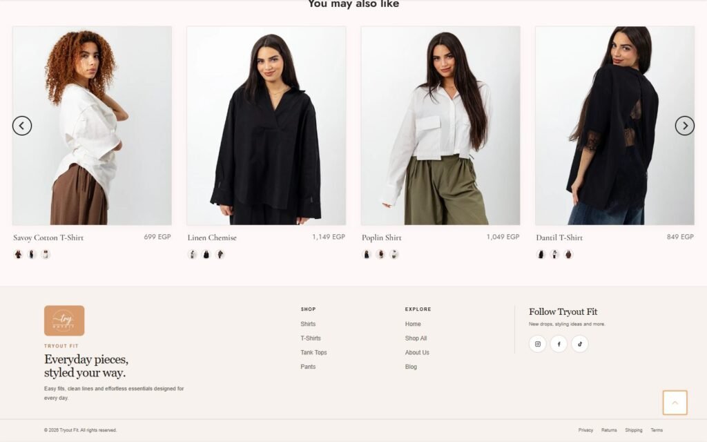 Tryout Fit, Product page, part 3 of 3