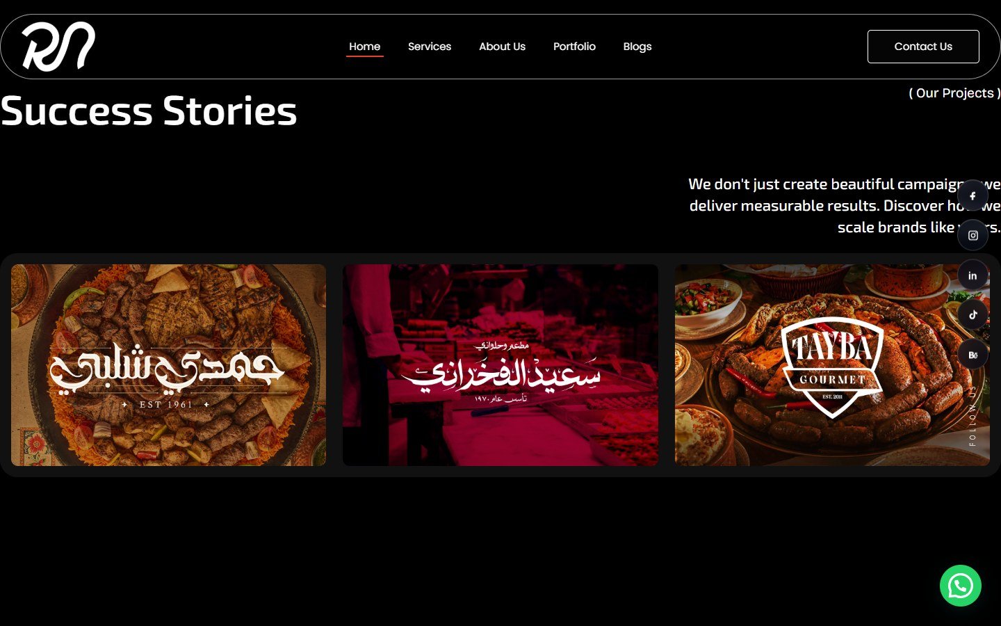 RUN Agency website, success stories section