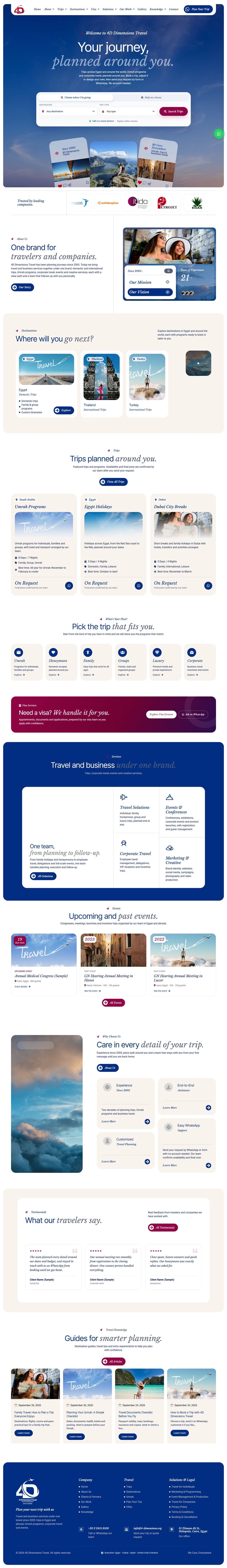 4D Dimensions Travel full home page screenshot