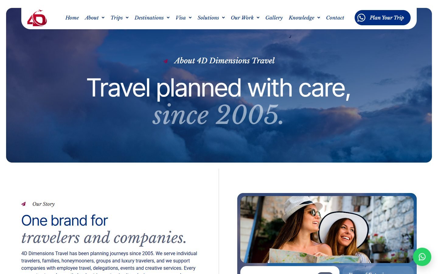 4D Dimensions Travel website screenshot