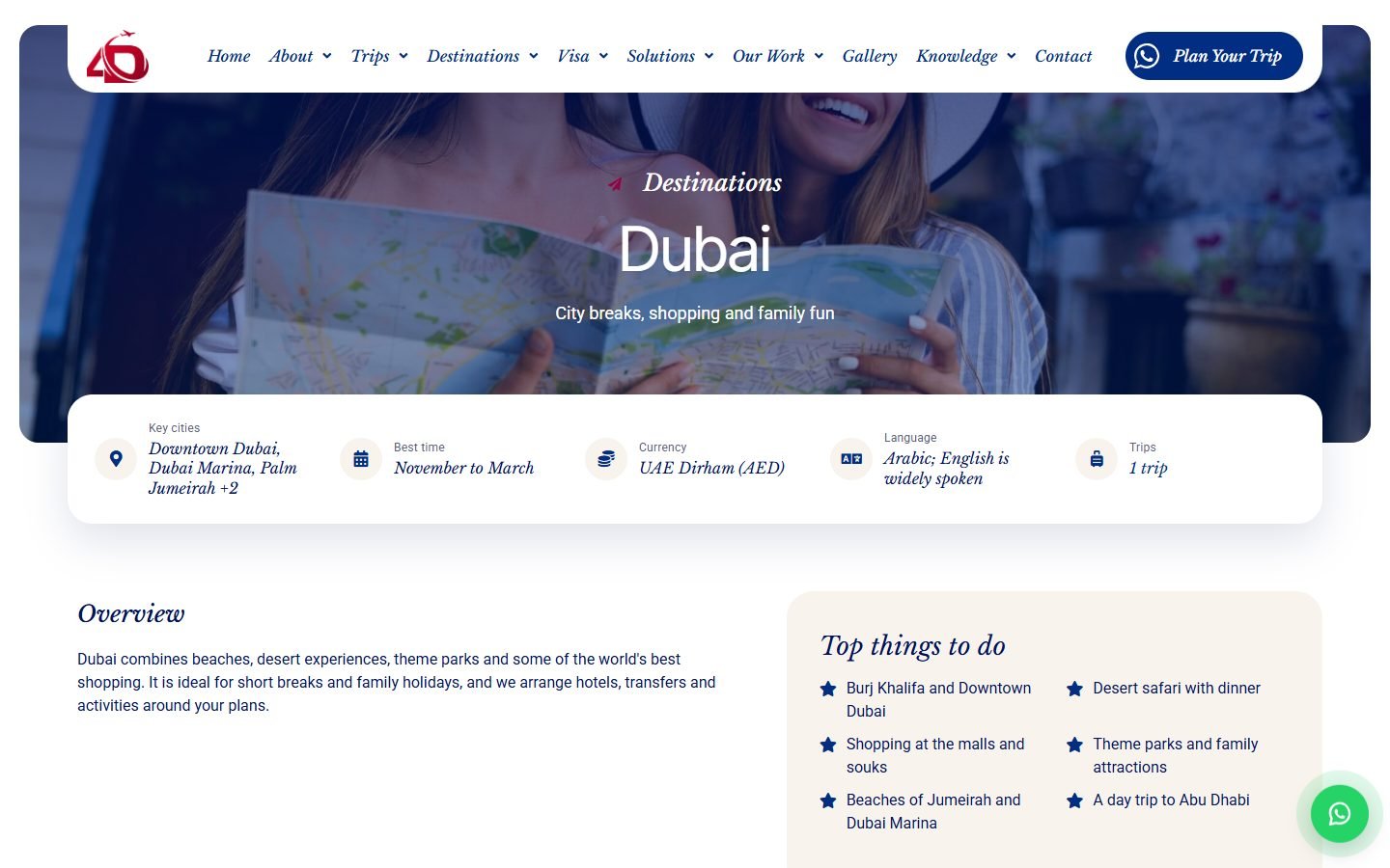 4D Dimensions Travel website screenshot