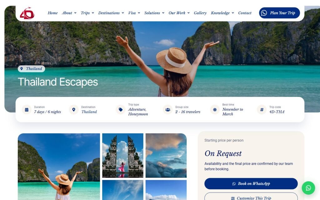 4D Dimensions Travel, Trip page page, part 1 of 6