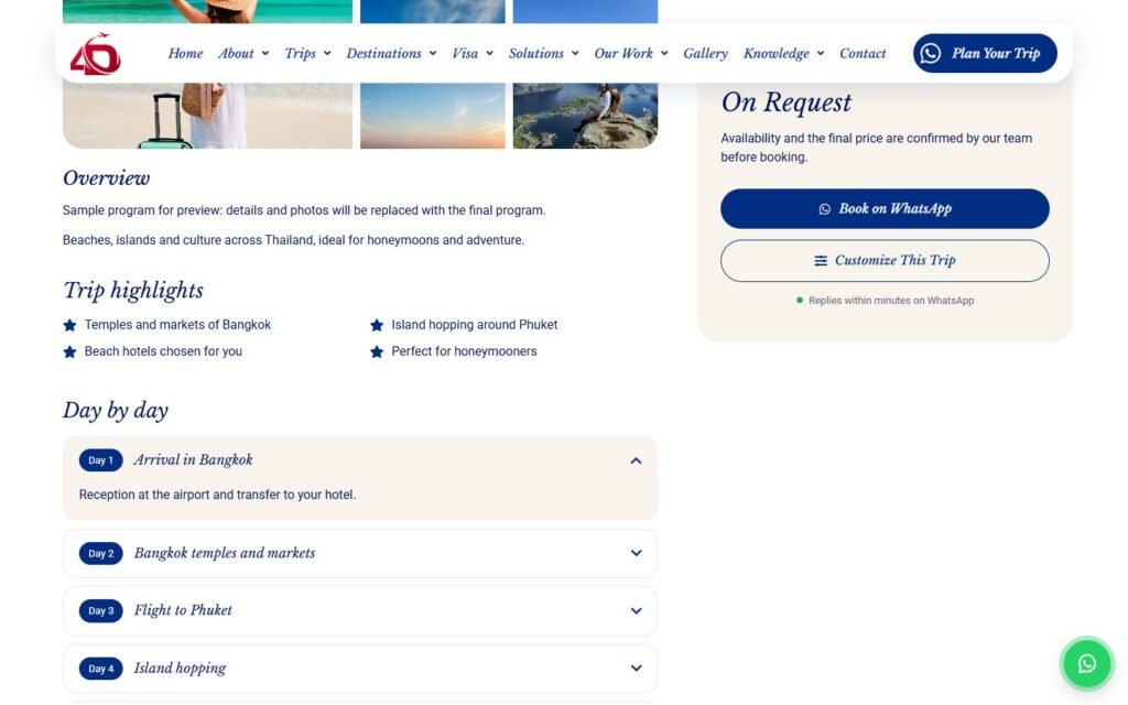 4D Dimensions Travel, Trip page page, part 2 of 6
