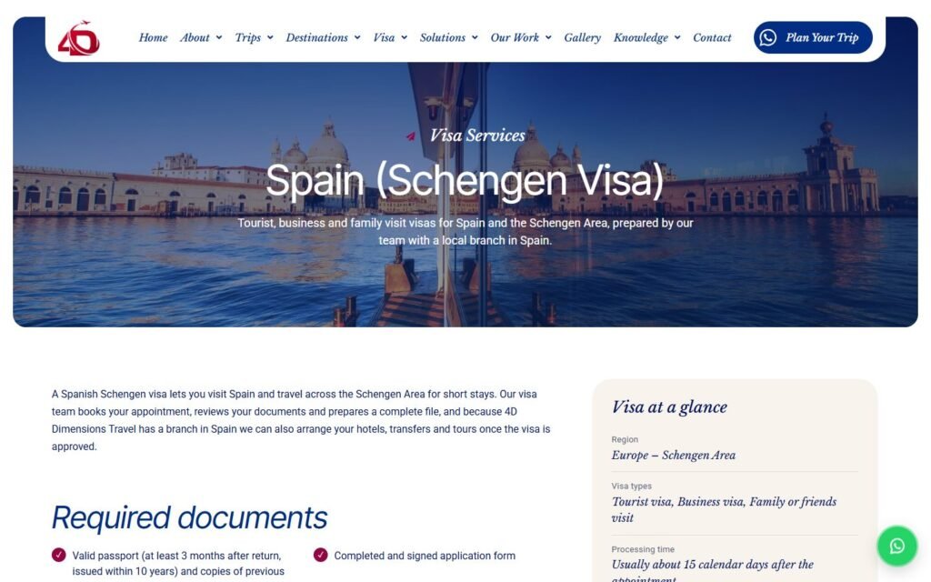 4D Dimensions Travel, Visa guide page, part 1 of 4