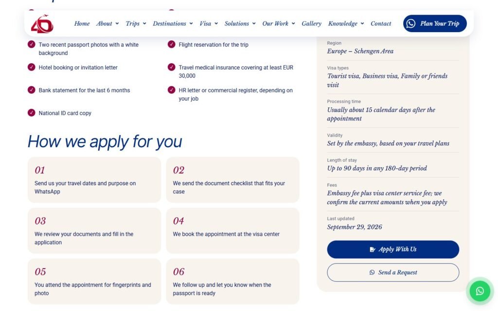 4D Dimensions Travel, Visa guide page, part 2 of 4